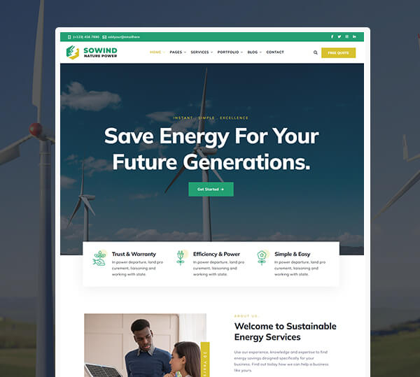 Solar & Renewable Energy WordPress Theme